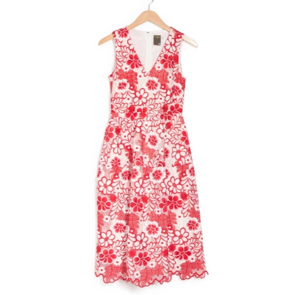 Midi Sleeveless Scalloped Floral Dress